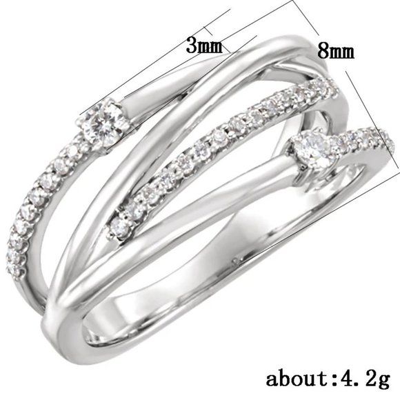 💥 Multi Layer Beautiful White Shiny Zircon Trendy Stackable Ring Women,PD296 - Picture 4 of 4